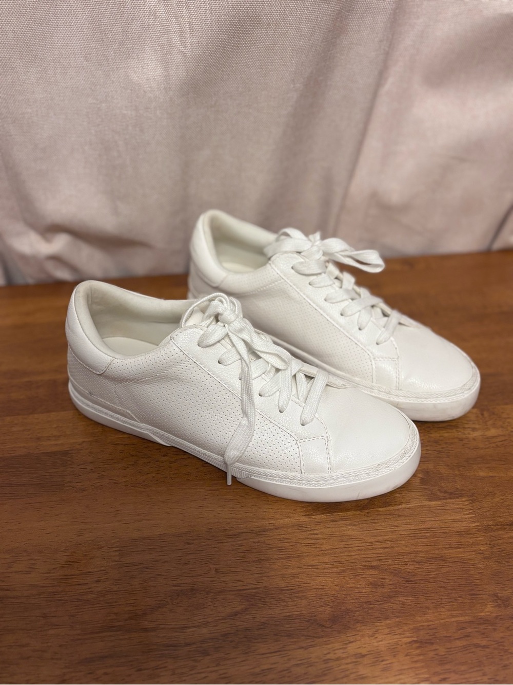A New Day Women's White Leather Lace-Up Sneakers